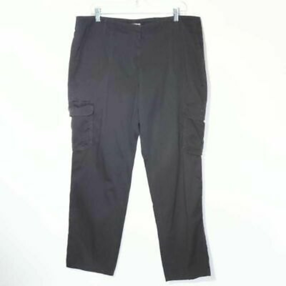 J. Jill Womens Cargo Pants Gray Stretch Flap Pockets Flat Front Petites 16